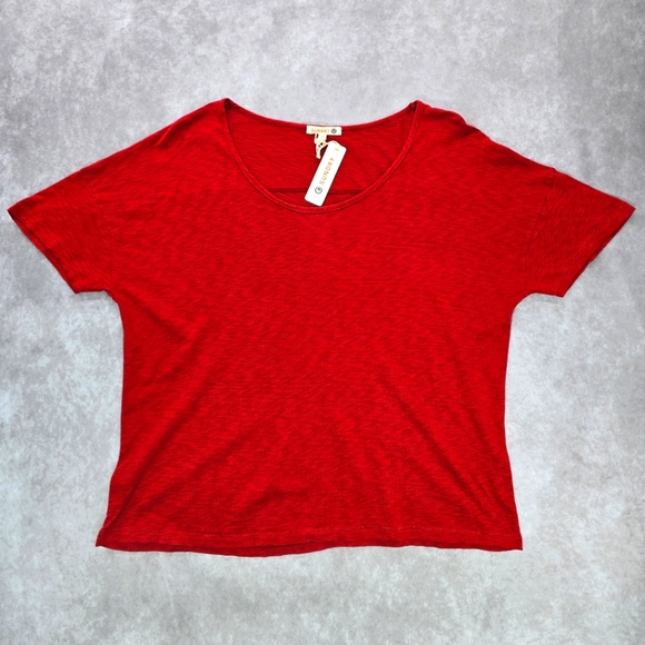 Sundry NWT Red Heathered Scoop Neck Tee - Picture 1 of 11